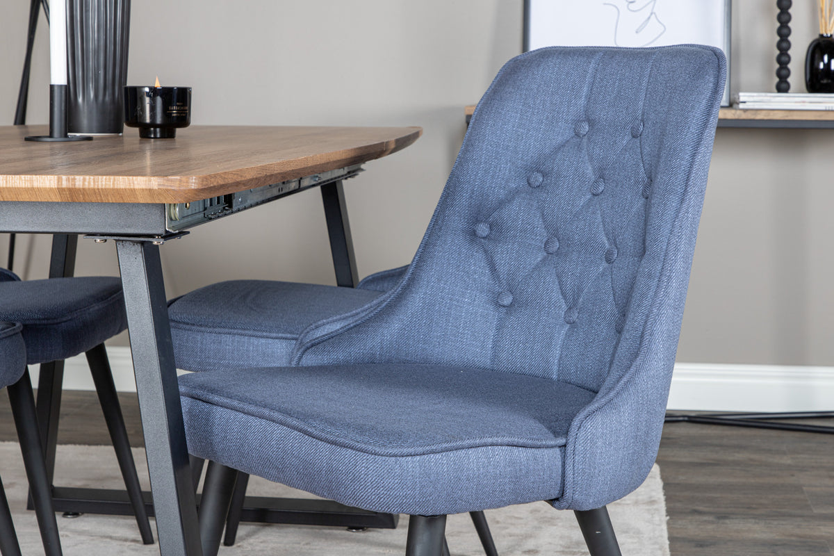 Venture Design Inca & Velvet Deluxe Matbord 85x160 + Matstolar Blå