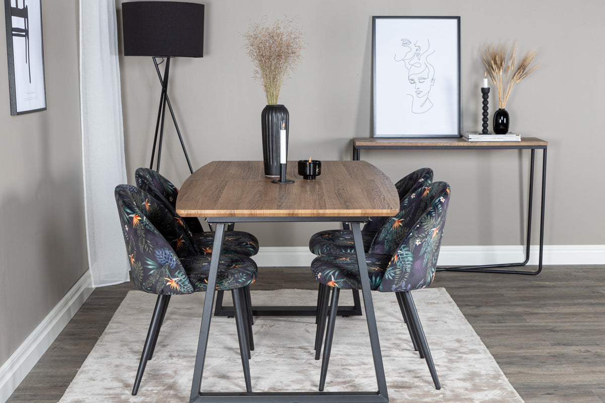 Venture Design Velvet & Inca Matstolar Svart + Matbord 85x160