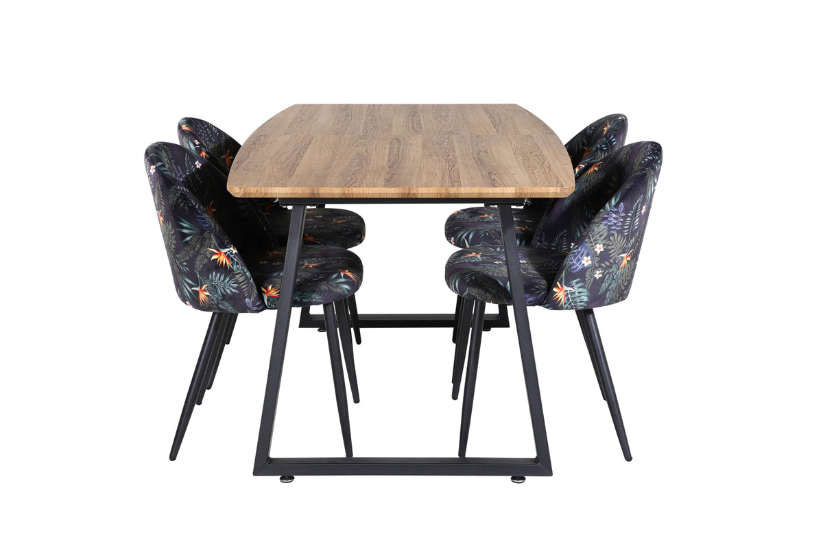 Venture Design Velvet & Inca Matstolar Svart + Matbord 85x160