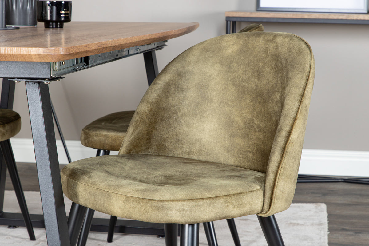 Venture Design Velvet & Inca Matstolar 2-pack Grön + Rektangulära Matbord 160 x 85 Valnöt
