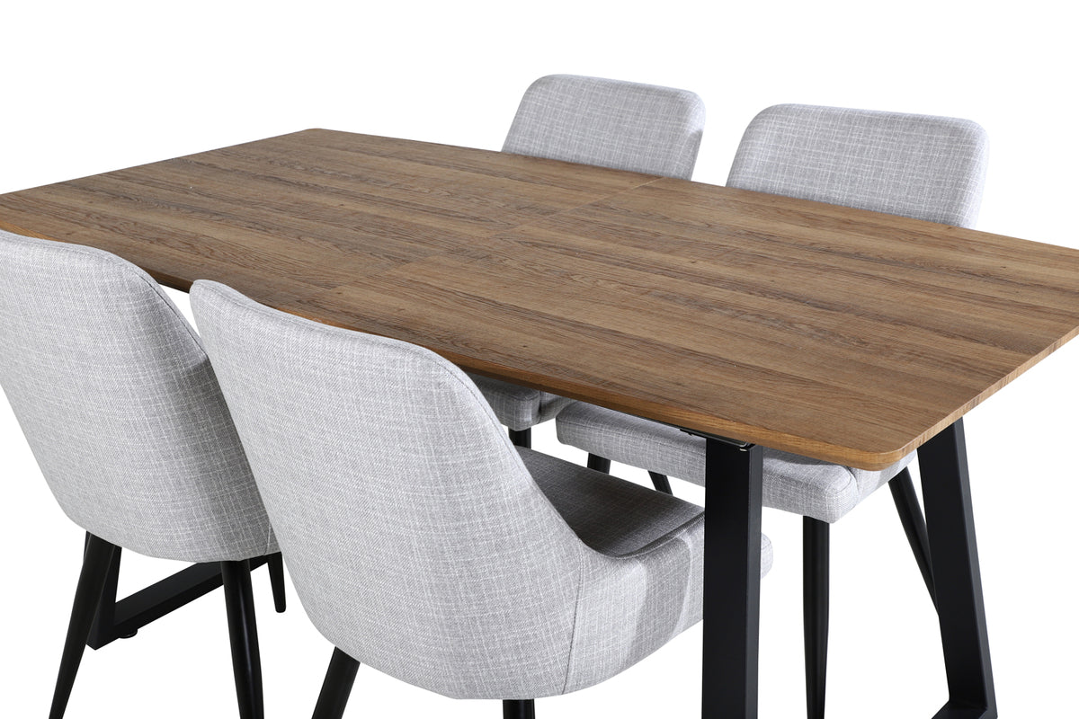 Venture Design Plaza & Inca Matstolar 2-pack Grå + Rektangulära Matbord 160 x 85 Valnöt