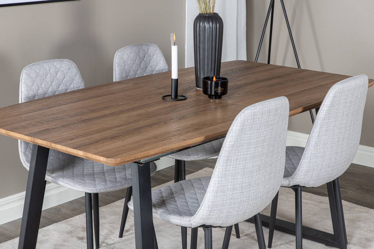 Venture Design Polar & Inca Matstolar 2-pack Grå + Rektangulära Matbord 160 x 85 Valnöt