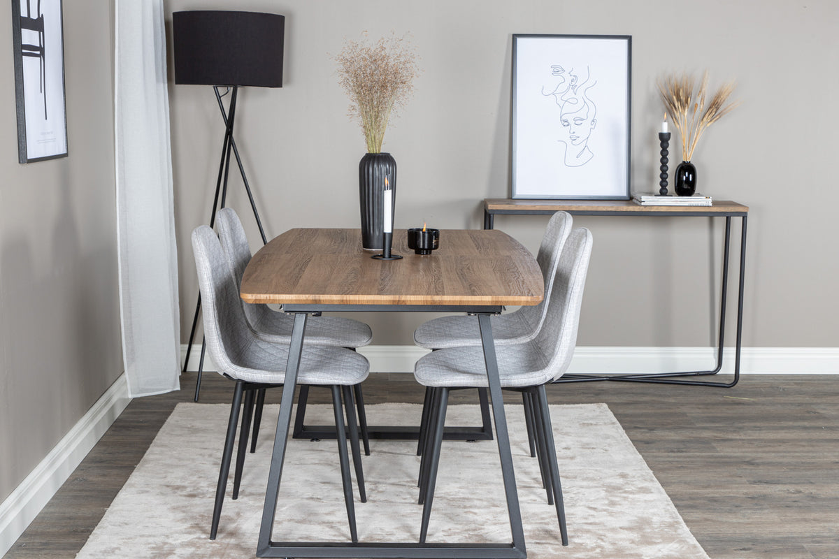 Venture Design Polar & Inca Matstolar 2-pack Grå + Rektangulära Matbord 160 x 85 Valnöt