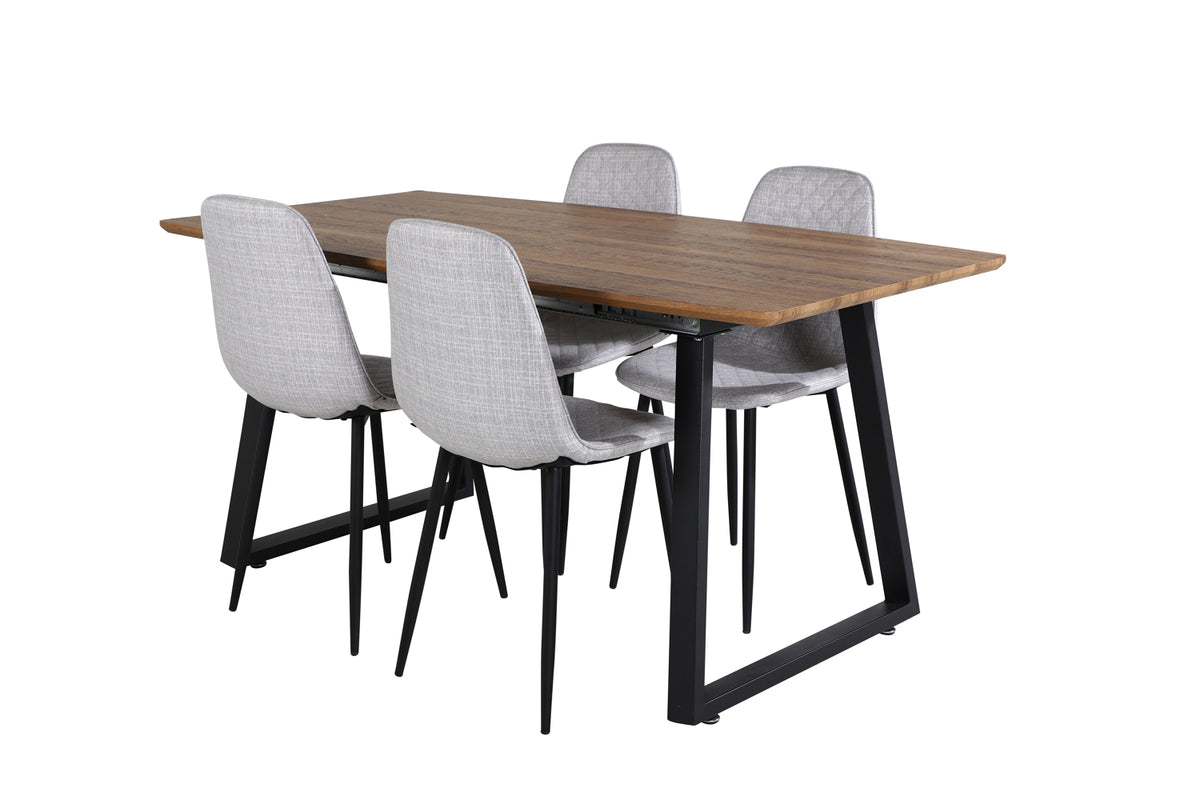 Venture Design Polar & Inca Matstolar 2-pack Grå + Rektangulära Matbord 160 x 85 Valnöt