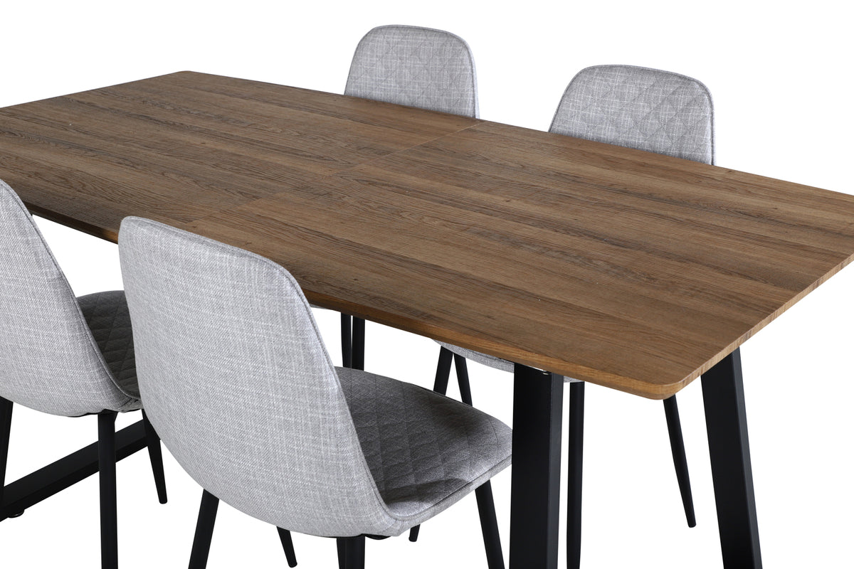 Venture Design Polar & Inca Matstolar 2-pack Grå + Rektangulära Matbord 160 x 85 Valnöt