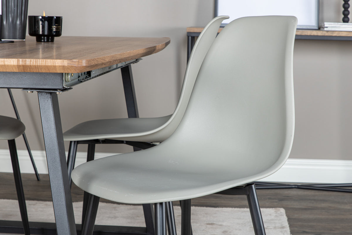 Venture Design Polar & Inca Matstolar 2-pack Grå + Rektangulära Matbord 160 x 85 Valnöt