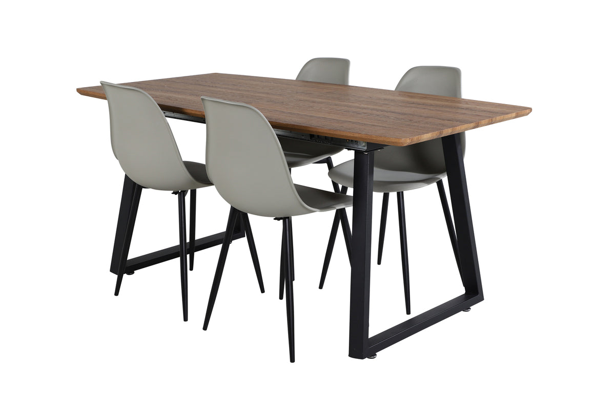 Venture Design Polar & Inca Matstolar 2-pack Grå + Rektangulära Matbord 160 x 85 Valnöt