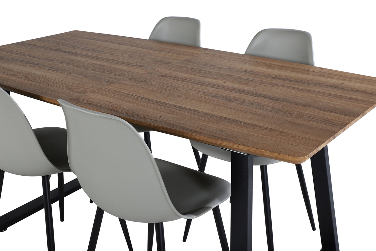 Venture Design Polar & Inca Matstolar 2-pack Grå + Rektangulära Matbord 160 x 85 Valnöt