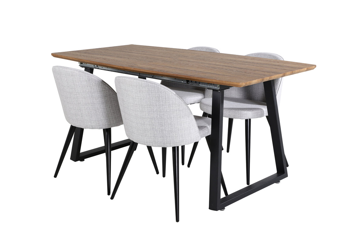 Venture Design Velvet & Inca Matstolar 2-pack Grå + Rektangulära Matbord 160 x 85 Valnöt