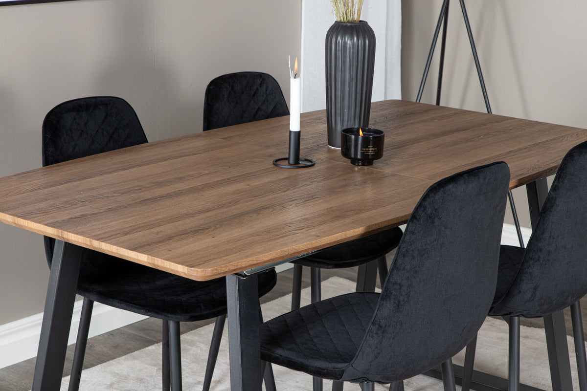 Venture Design Polar & Inca Matstolar 2-pack Svart + Rektangulära Matbord 160 x 85 Valnöt