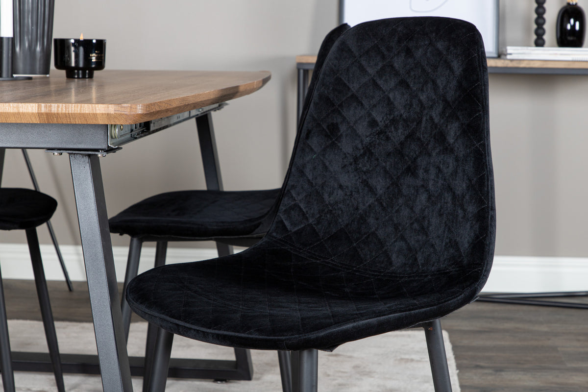 Venture Design Polar & Inca Matstolar 2-pack Svart + Rektangulära Matbord 160 x 85 Valnöt
