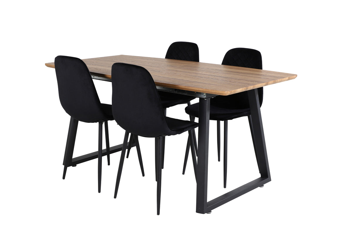 Venture Design Polar & Inca Matstolar 2-pack Svart + Rektangulära Matbord 160 x 85 Valnöt