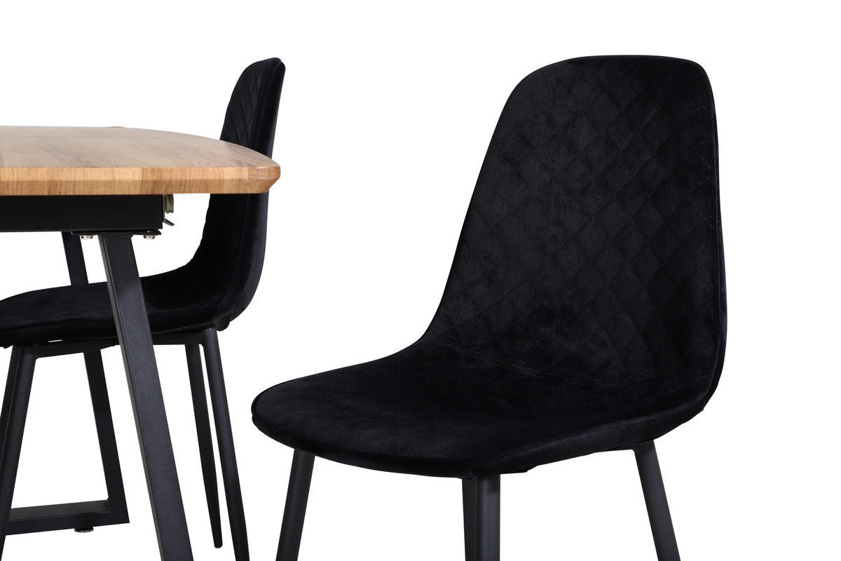 Venture Design Polar & Inca Matstolar 2-pack Svart + Rektangulära Matbord 160 x 85 Valnöt