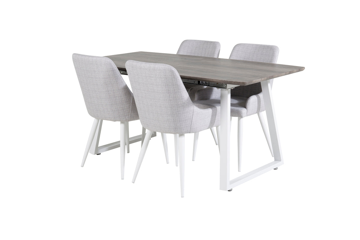 Venture Design Plaza & Inca Matstolar 2-pack Grå + Rektangulära Matbord 160 x 85 Natur