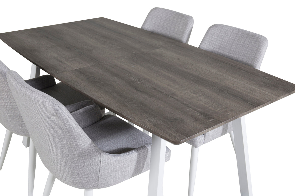 Venture Design Plaza & Inca Matstolar 2-pack Grå + Rektangulära Matbord 160 x 85 Natur