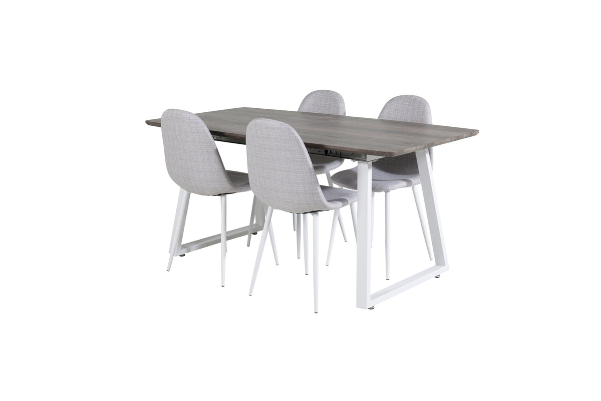 Venture Design Polar & Inca Matstolar 2-pack Grå + Rektangulära Matbord 160 x 85 Natur