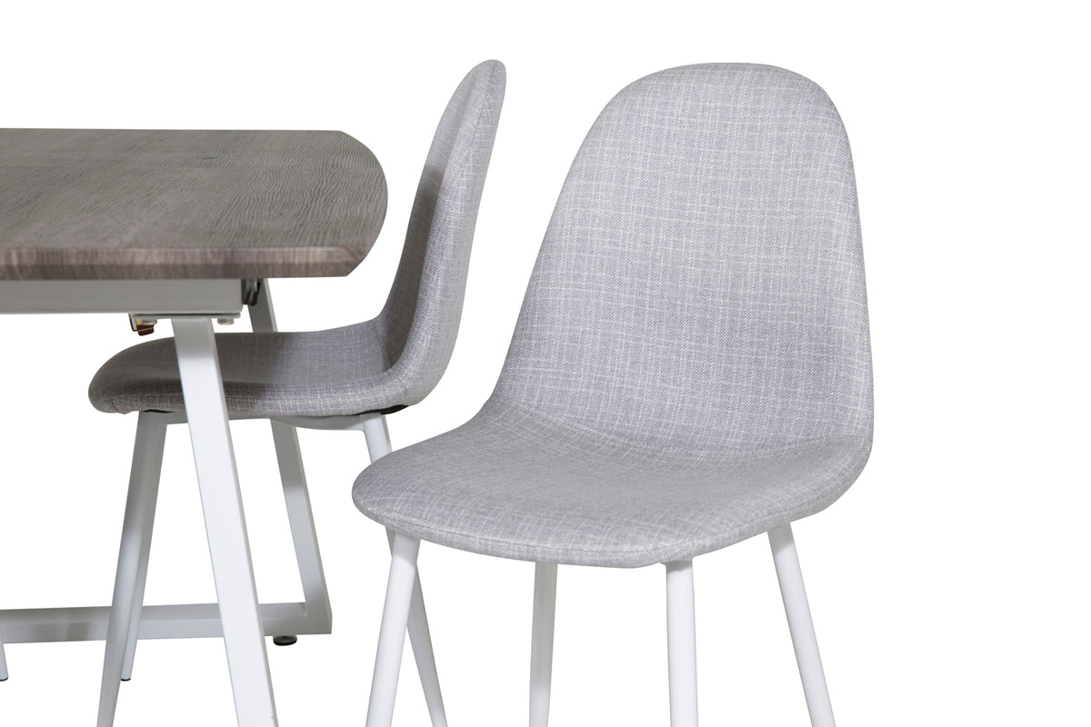 Venture Design Polar & Inca Matstolar 2-pack Grå + Rektangulära Matbord 160 x 85 Natur