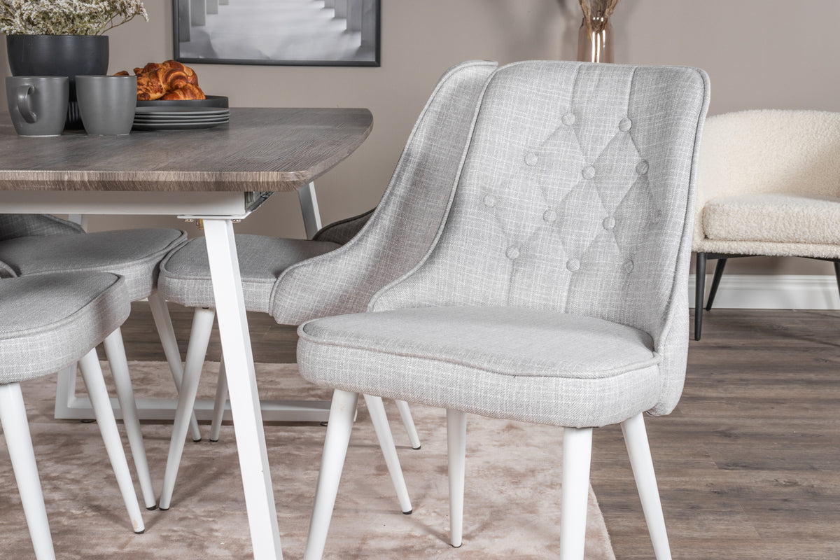 Venture Design Inca & Velvet Deluxe Rektangulära Matbord 160 x 85 Natur + Matstolar 2-pack Ljusgrå