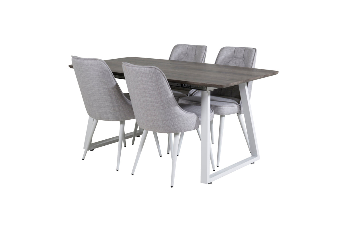 Venture Design Inca & Velvet Deluxe Rektangulära Matbord 160 x 85 Natur + Matstolar 2-pack Ljusgrå