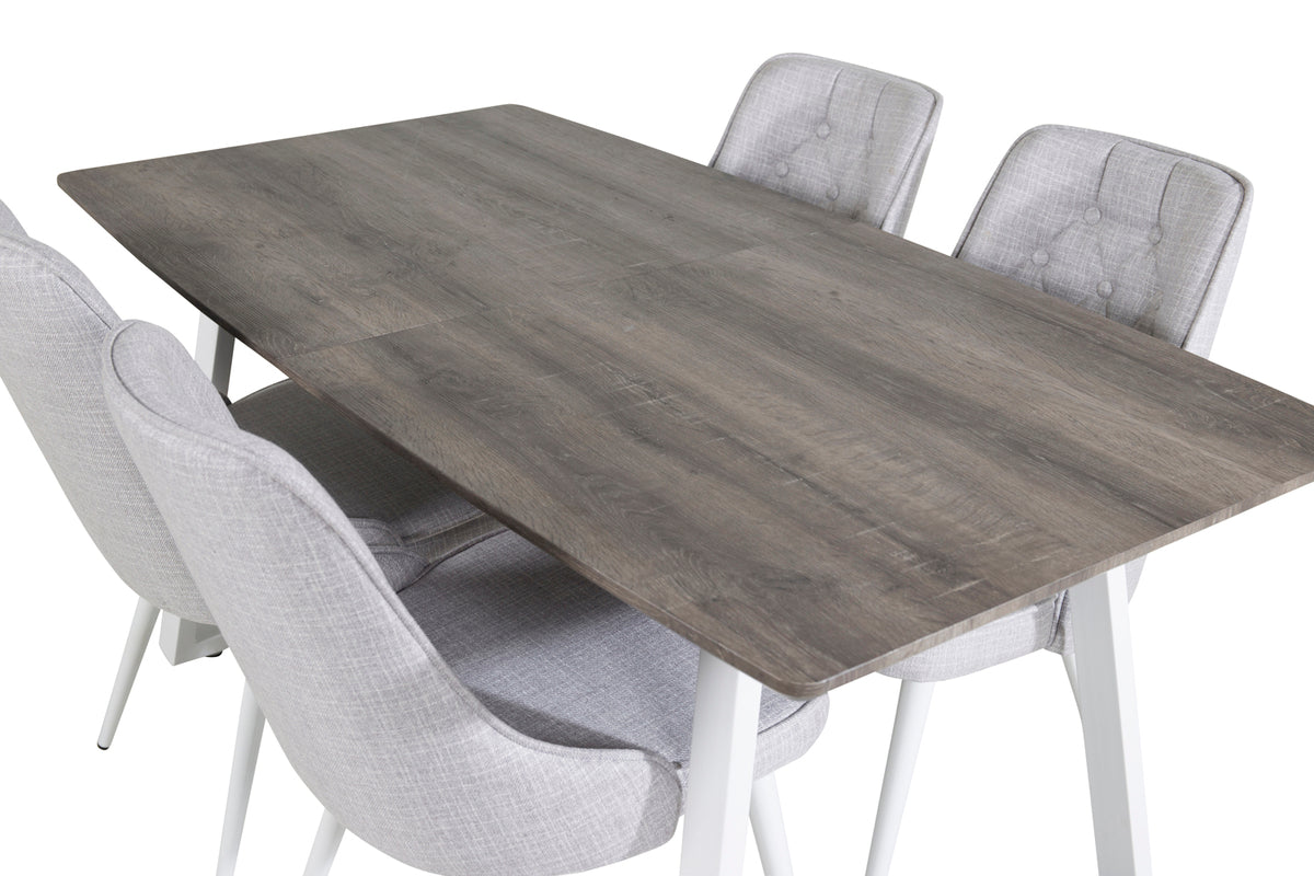 Venture Design Inca & Velvet Deluxe Rektangulära Matbord 160 x 85 Natur + Matstolar 2-pack Ljusgrå