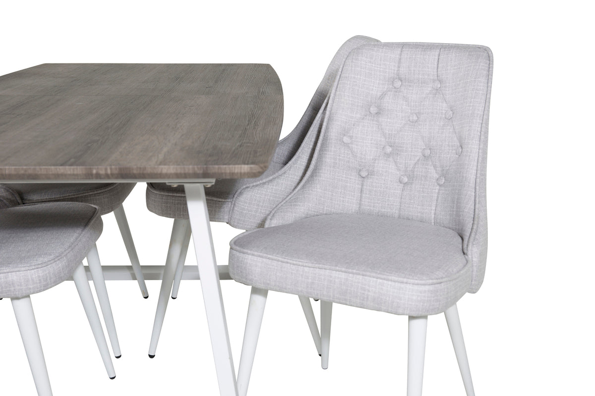 Venture Design Inca & Velvet Deluxe Rektangulära Matbord 160 x 85 Natur + Matstolar 2-pack Ljusgrå