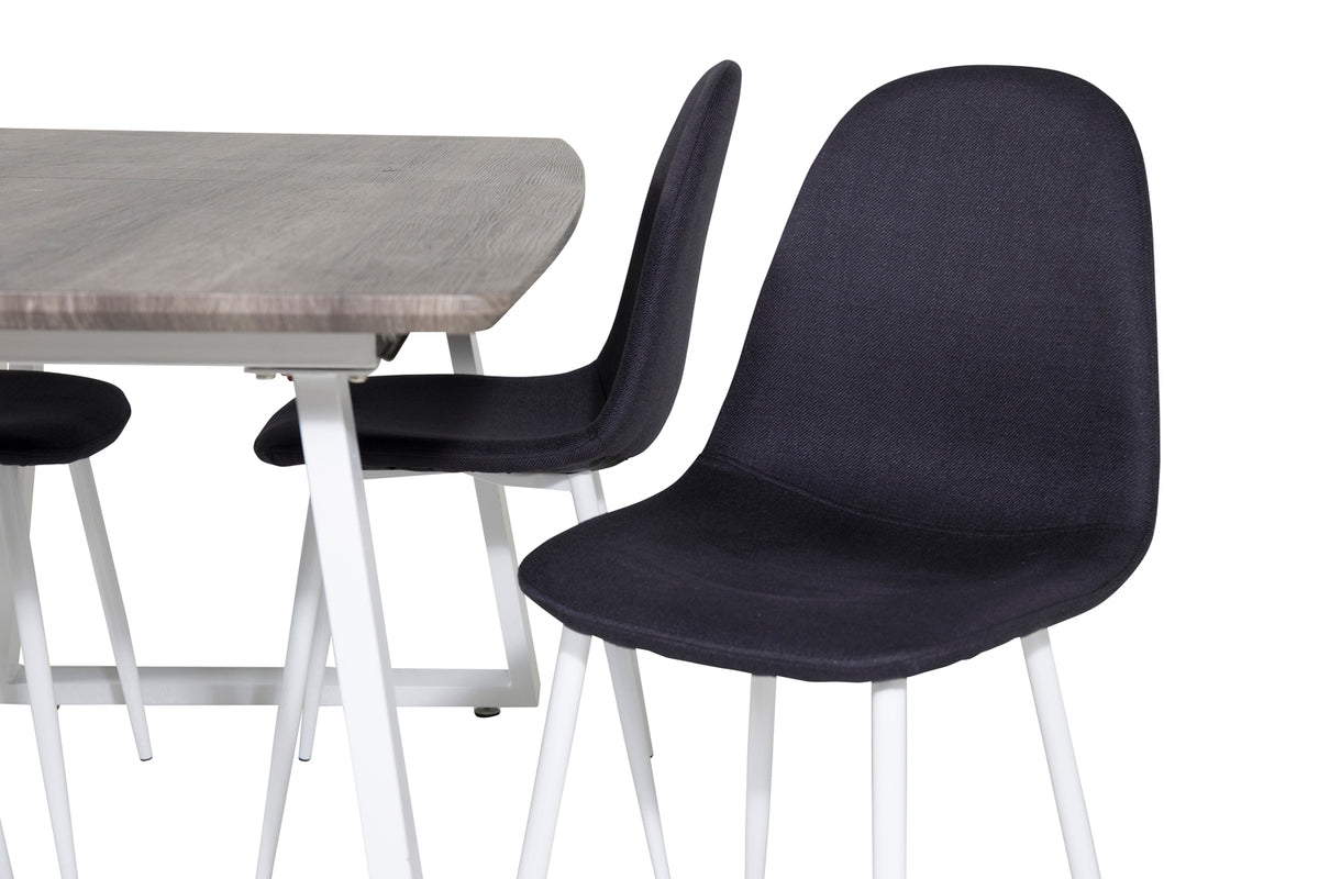 Venture Design Polar & Inca Matstolar 2-pack Svart + Rektangulära Matbord 160 x 85 Natur