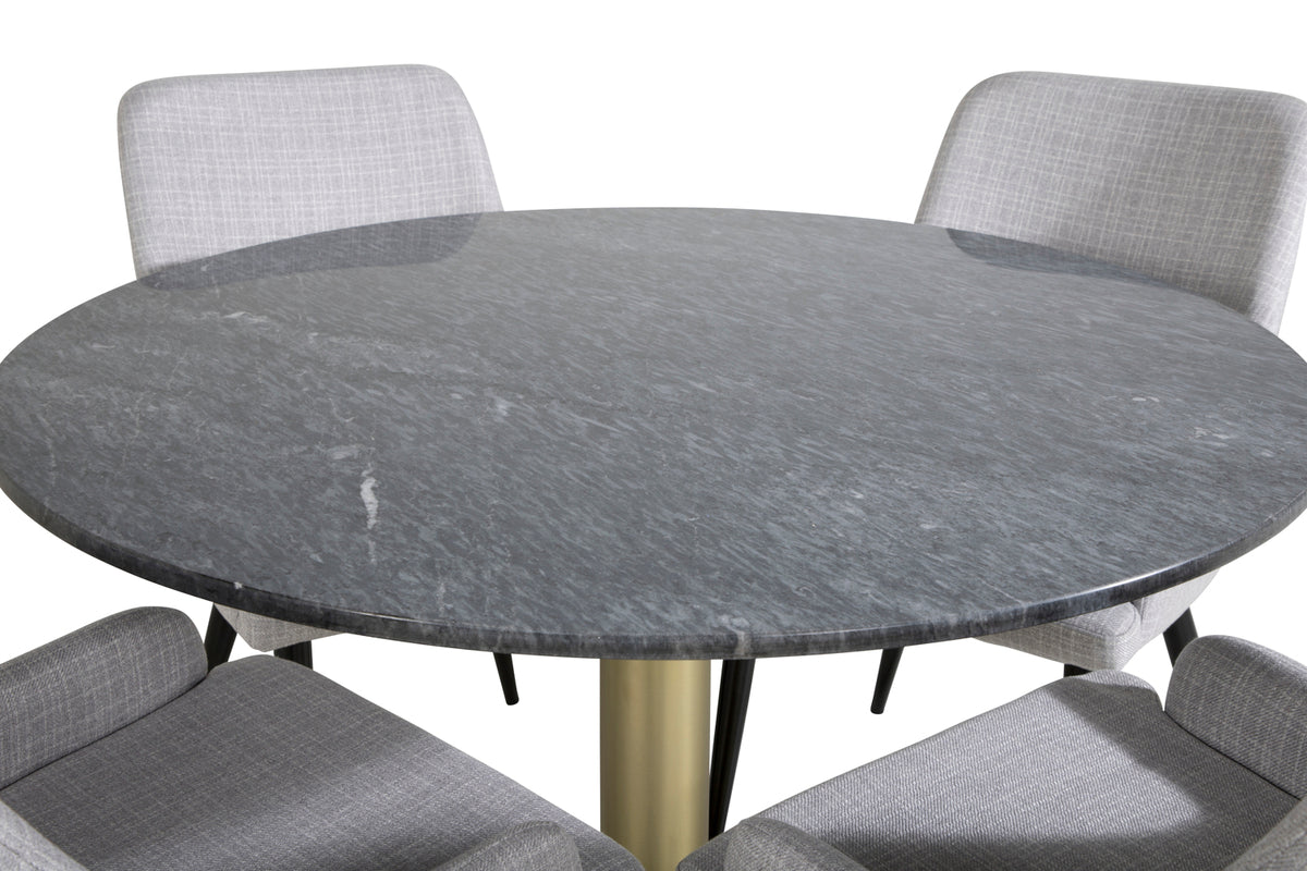 Venture Design Plaza & Estelle Matstolar 2-pack Grå + Runda Matbord ⌀106 Mörkgrå