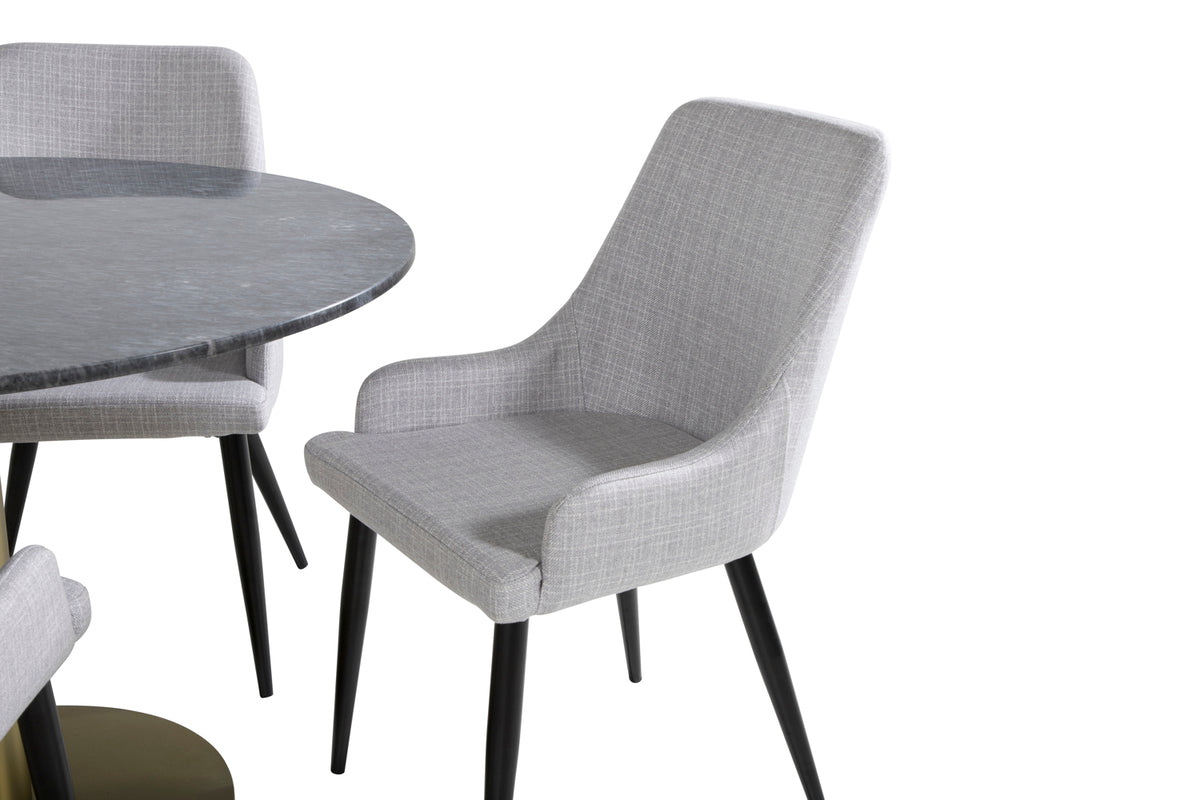 Venture Design Plaza & Estelle Matstolar 2-pack Grå + Runda Matbord ⌀106 Mörkgrå
