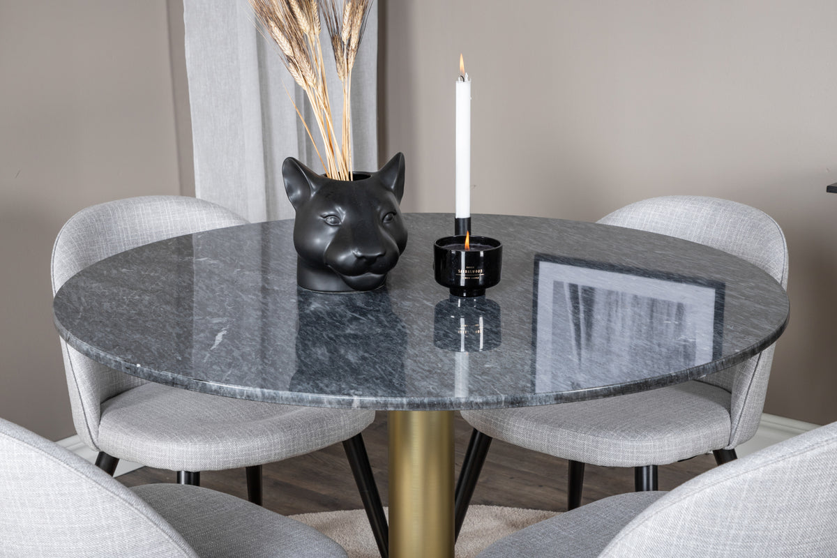 Venture Design Velvet & Estelle Matstolar Grå + Matbord ⌀106