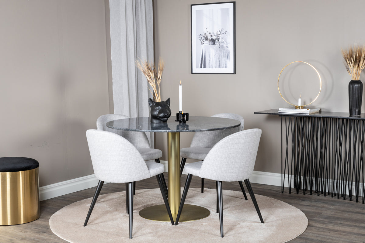 Venture Design Velvet & Estelle Matstolar Grå + Matbord ⌀106