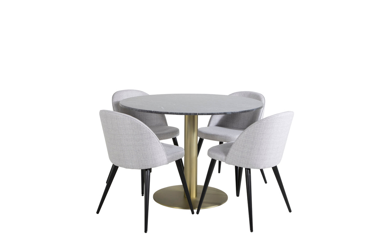 Venture Design Velvet & Estelle Matstolar Grå + Matbord ⌀106