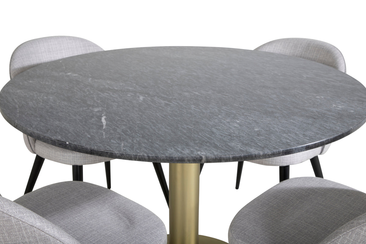 Venture Design Velvet & Estelle Matstolar Grå + Matbord ⌀106