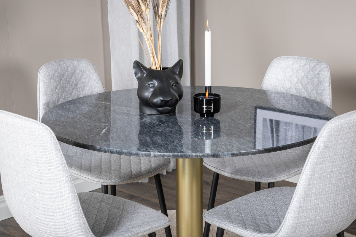 Venture Design Polar & Estelle Matstolar 2-pack Grå + Runda Matbord ⌀106 Mörkgrå