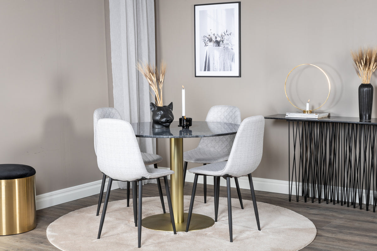 Venture Design Polar & Estelle Matstolar 2-pack Grå + Runda Matbord ⌀106 Mörkgrå