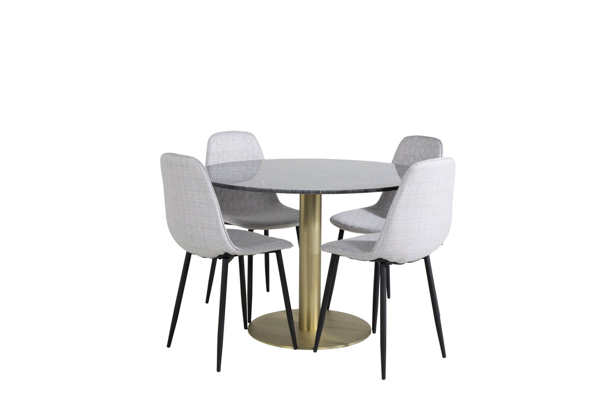 Venture Design Polar & Estelle Matstolar 2-pack Grå + Runda Matbord ⌀106 Mörkgrå