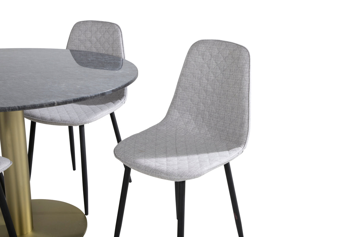 Venture Design Polar & Estelle Matstolar 2-pack Grå + Runda Matbord ⌀106 Mörkgrå