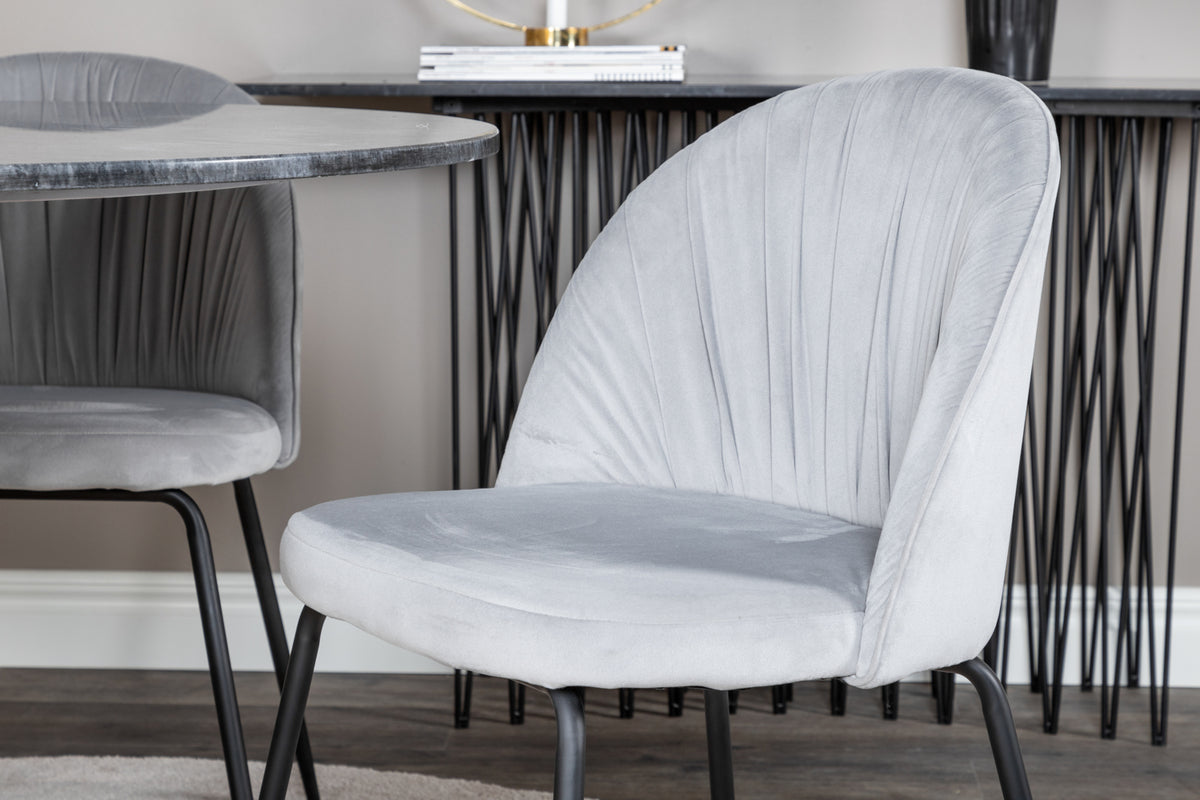 Venture Design Wrinkles & Estelle Matstolar 2-pack Grå + Runda Matbord ⌀106 Mörkgrå