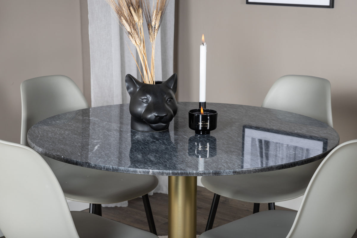 Venture Design Polar & Estelle Matstolar 2-pack Grå + Runda Matbord ⌀106 Mörkgrå