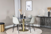 Venture Design Polar & Estelle Matstolar 2-pack Grå + Runda Matbord ⌀106 Mörkgrå