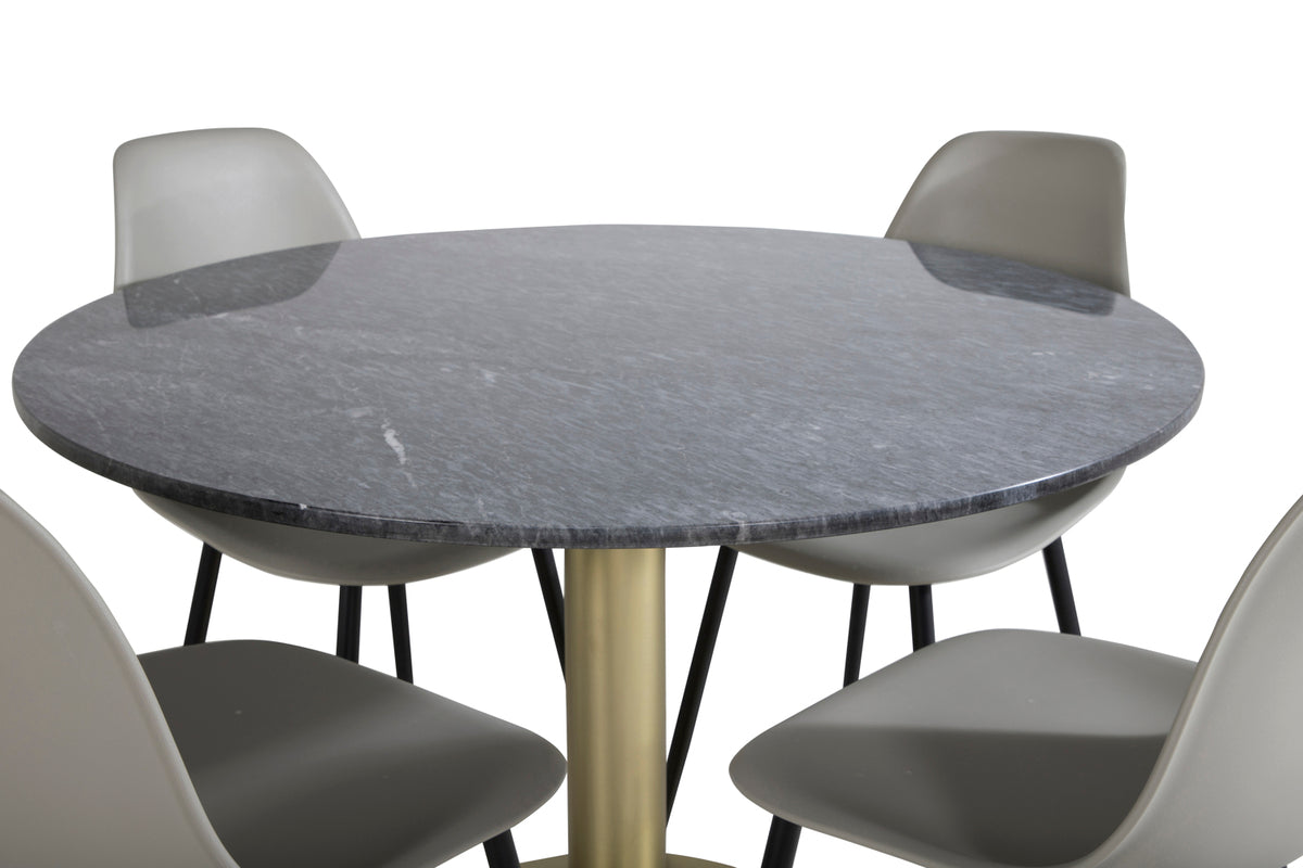 Venture Design Polar & Estelle Matstolar 2-pack Grå + Runda Matbord ⌀106 Mörkgrå