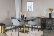 Venture Design Comfort & Estelle Matstolar 2-pack Grå + Runda Matbord ⌀106 Mörkgrå