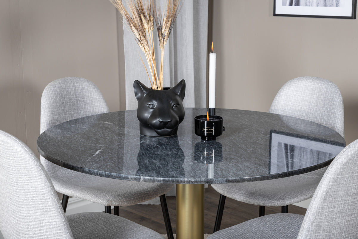 Venture Design Polar & Estelle Matstolar 2-pack Grå + Runda Matbord ⌀106 Mörkgrå
