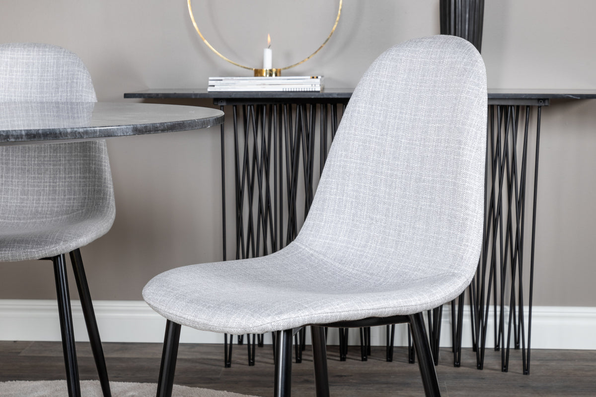 Venture Design Polar & Estelle Matstolar 2-pack Grå + Runda Matbord ⌀106 Mörkgrå