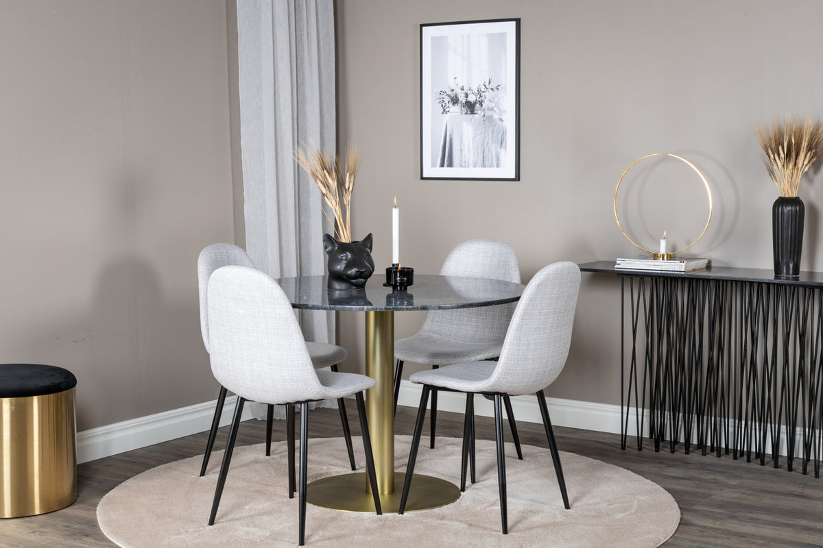 Venture Design Polar & Estelle Matstolar 2-pack Grå + Runda Matbord ⌀106 Mörkgrå