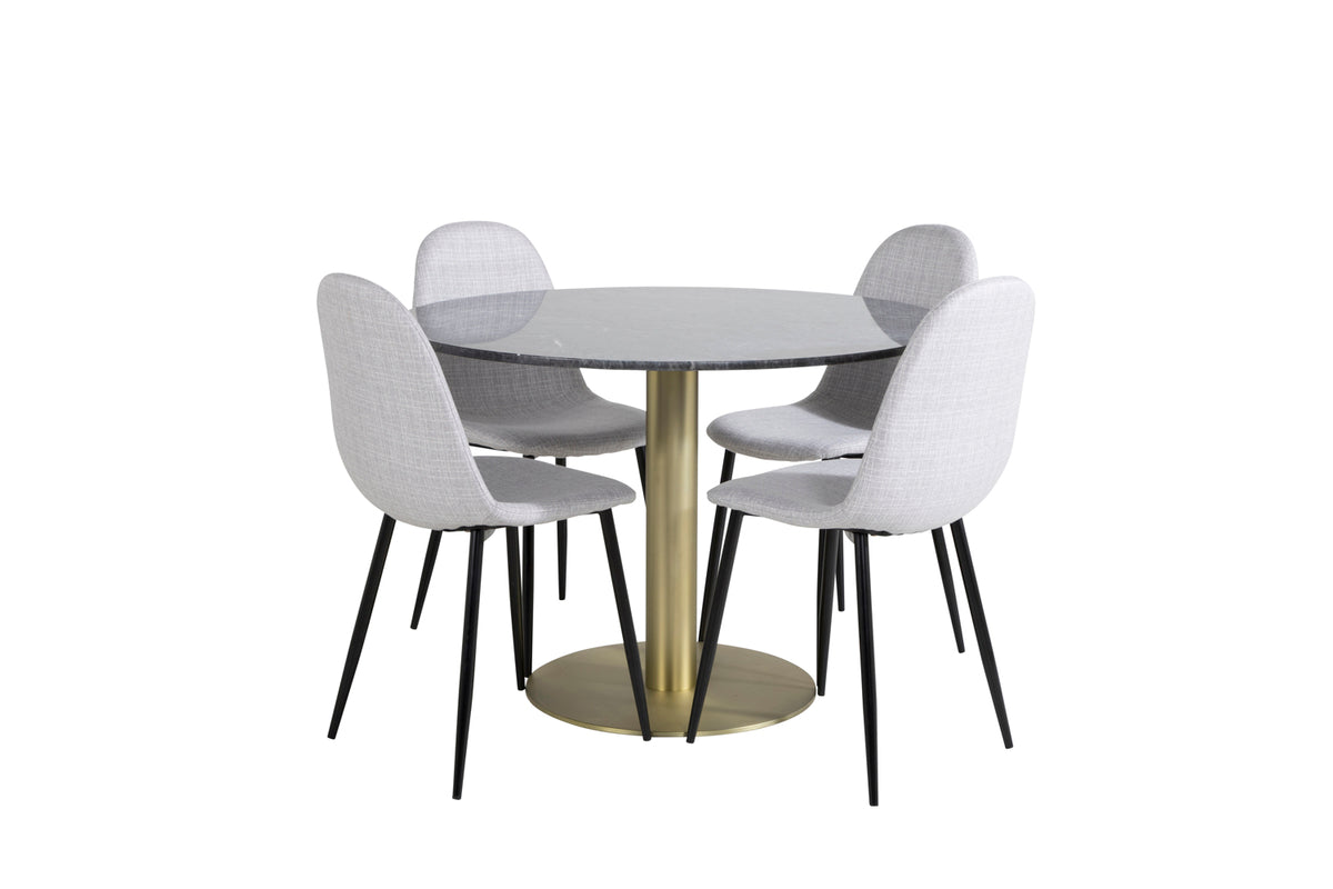 Venture Design Polar & Estelle Matstolar 2-pack Grå + Runda Matbord ⌀106 Mörkgrå