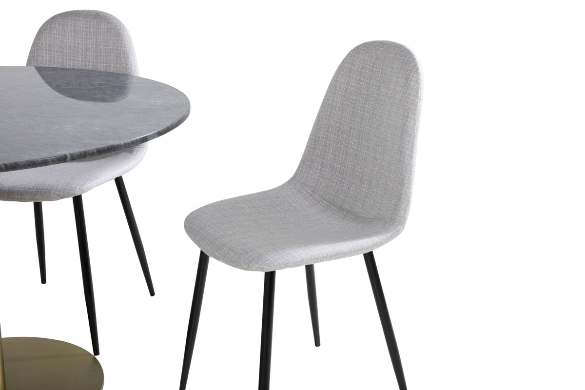 Venture Design Polar & Estelle Matstolar 2-pack Grå + Runda Matbord ⌀106 Mörkgrå