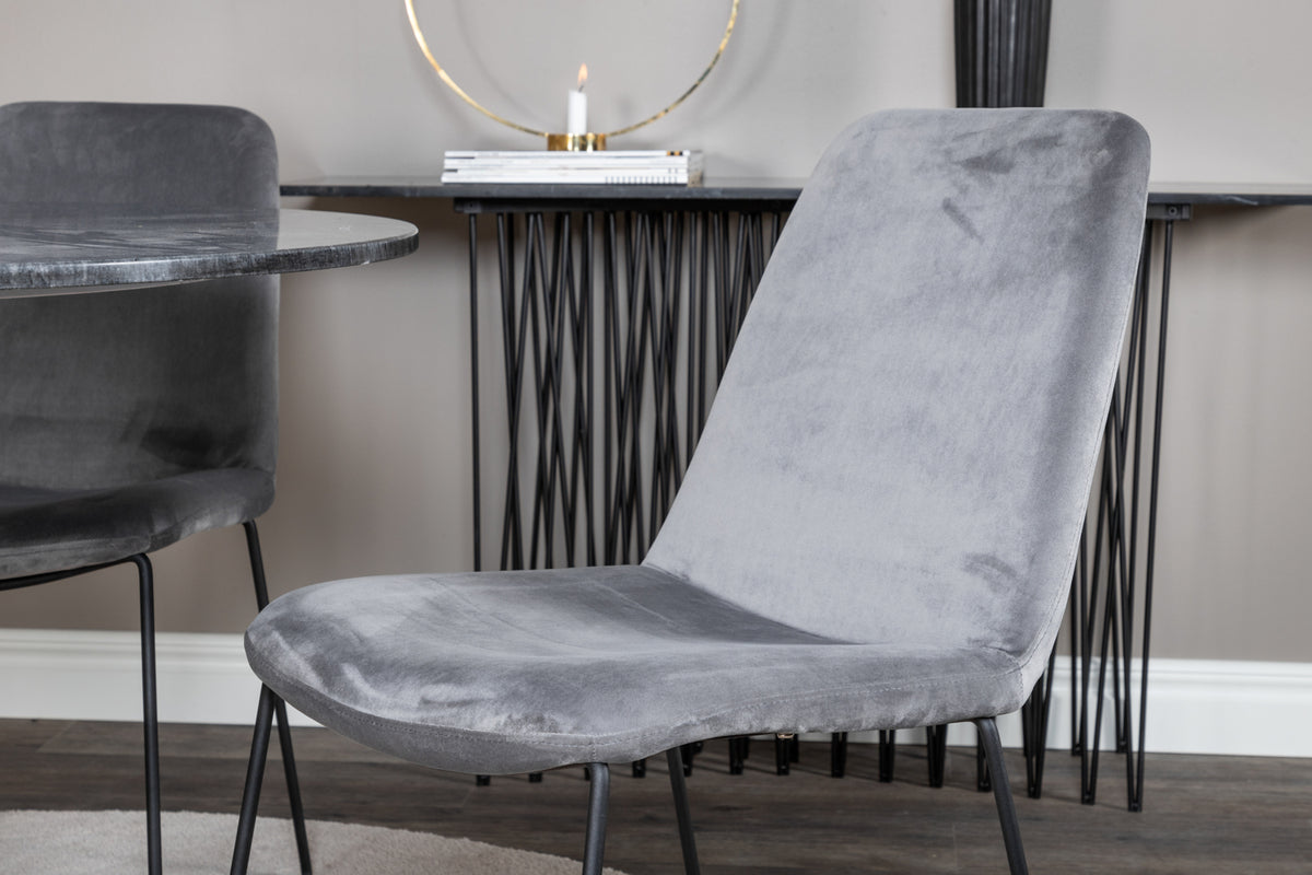 Venture Design Muce & Estelle Matstolar 2-pack Grå + Runda Matbord ⌀106 Mörkgrå