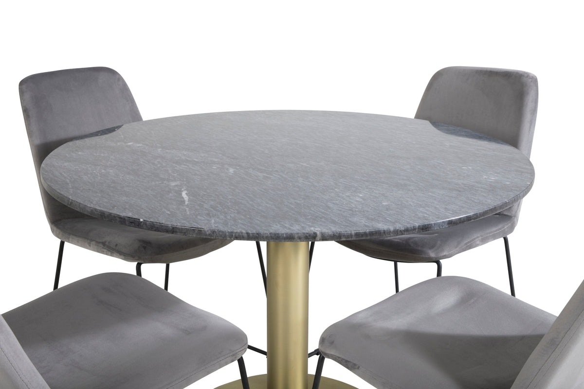 Venture Design Muce & Estelle Matstolar 2-pack Grå + Runda Matbord ⌀106 Mörkgrå