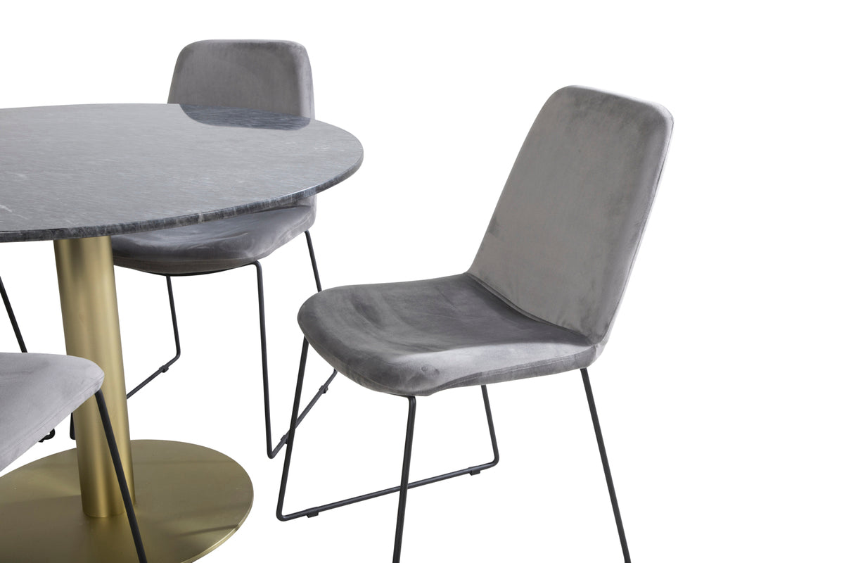Venture Design Muce & Estelle Matstolar 2-pack Grå + Runda Matbord ⌀106 Mörkgrå