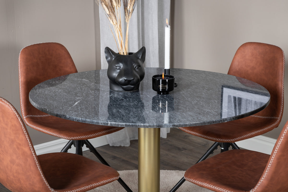Venture Design Polar & Estelle Matstolar Brun + Matbord ⌀106